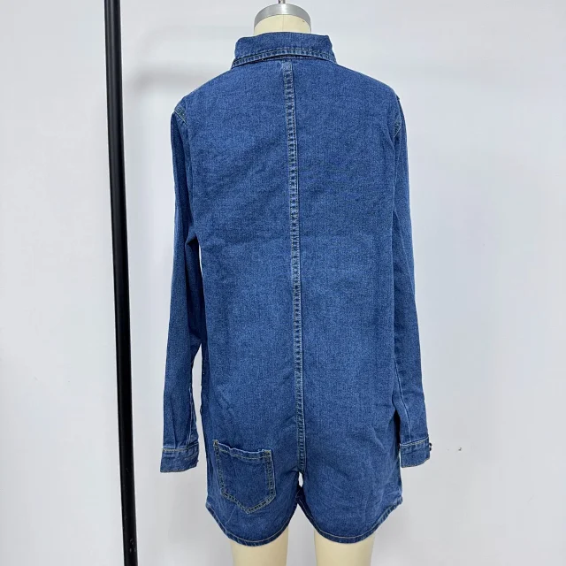 Vintage Plus-size Denim Shirt Jacket Detail