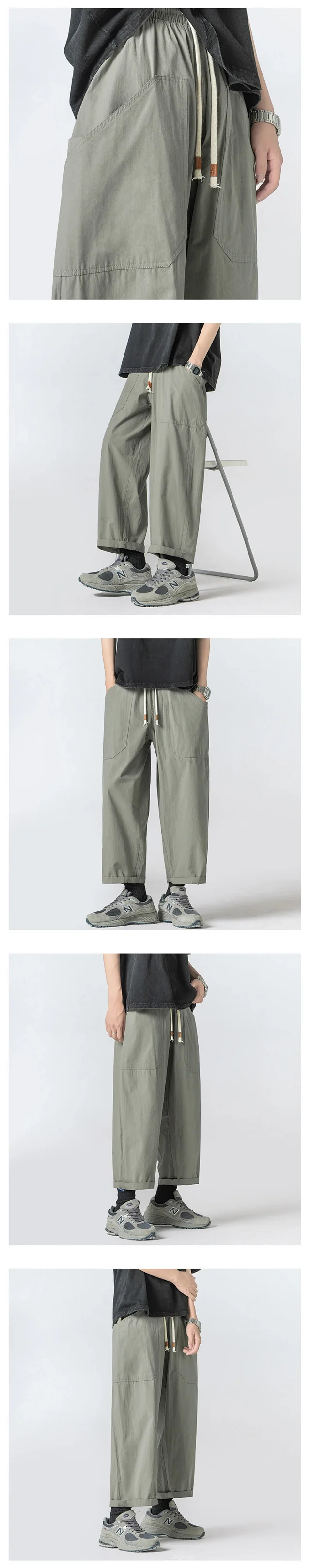 Japanese Retro Men's Cargo Pants Detail