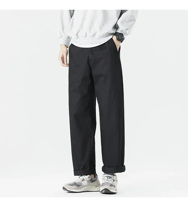 Autumn Men's Retro Japanese Straight Cargo Pants Detail