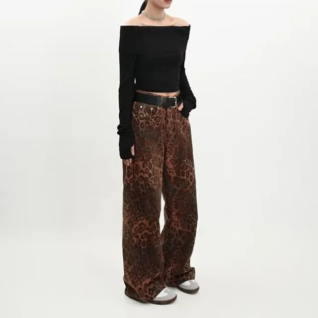 American Retro Leopard Jeans Detail