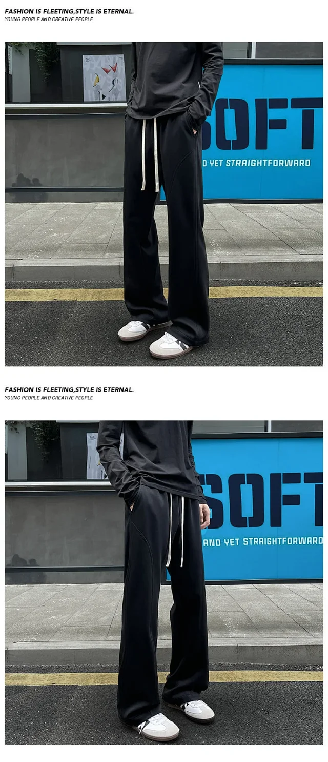 Men's Autumn Cotton-blend Straight & Flared Sweatpants Detail