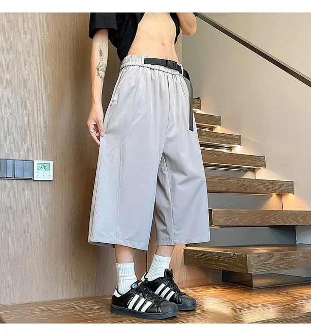 Men's Summer Mesh Pants with Belt Detail