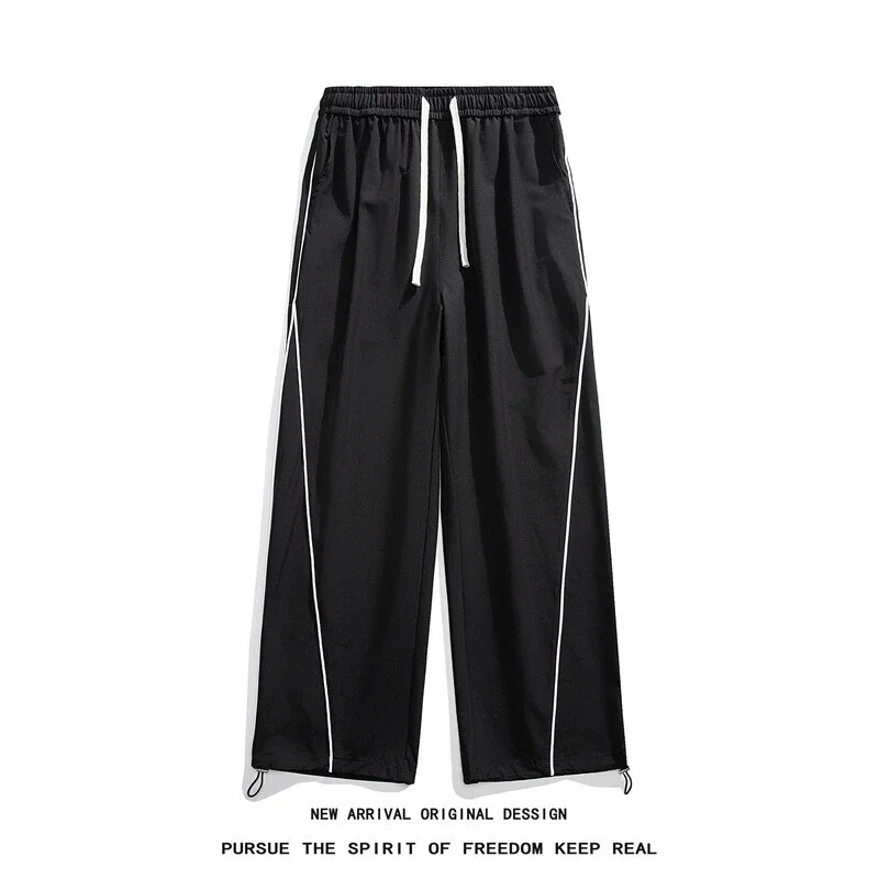 Trendy Brand Striped Ice Silk Pants for Men