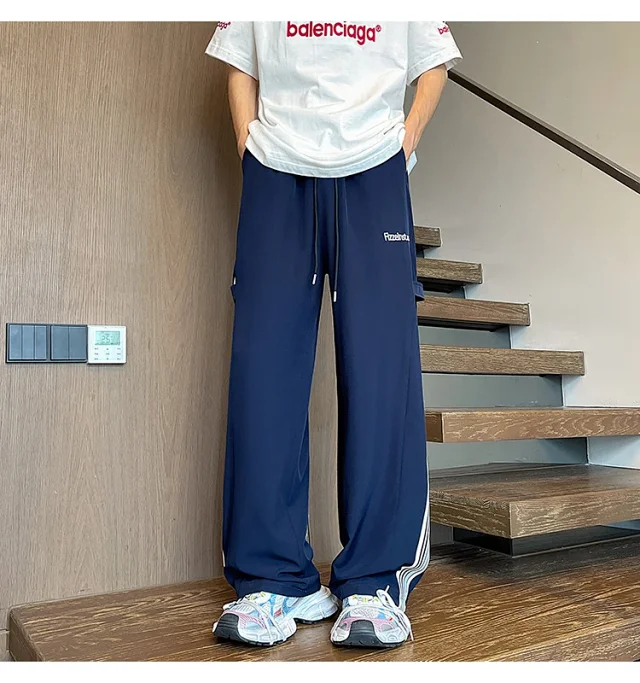 Men's 2025 Summer Ice Silk Wide - Leg Pants Detail