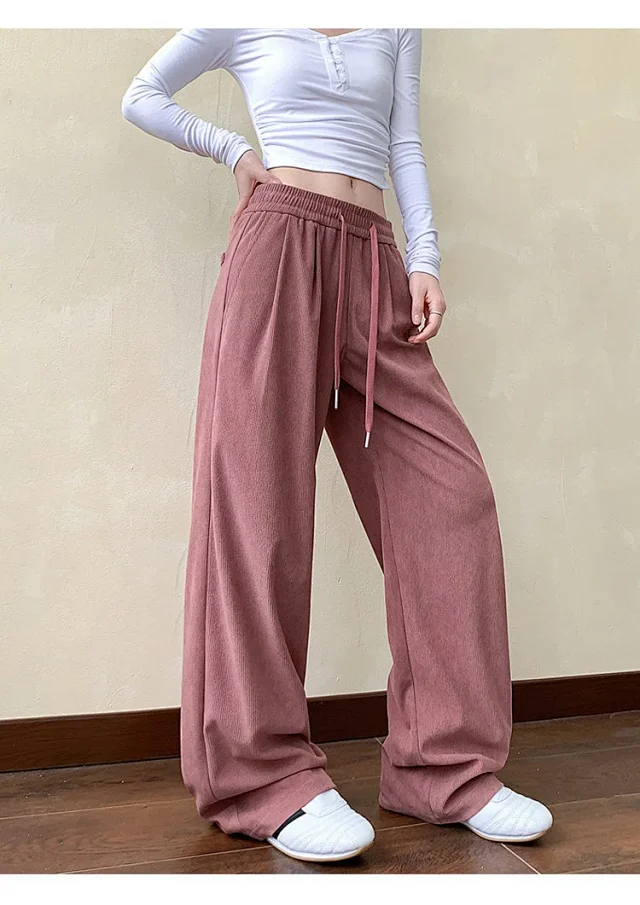 Khaki Wide-Leg Sport Pants Detail