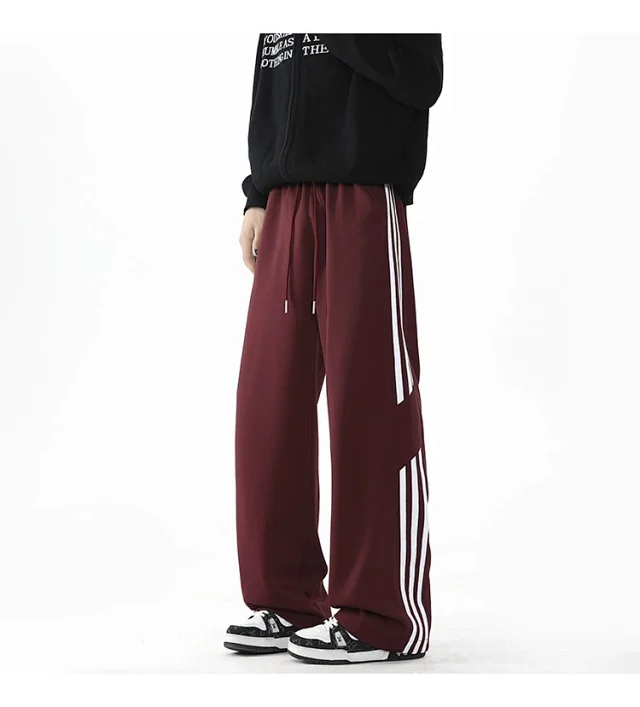 2025 Spring New US High Street Striped Patchwork Sweatpants for Men (Large Size, Wide-Leg, Loose & Casual Sportswear) Detail
