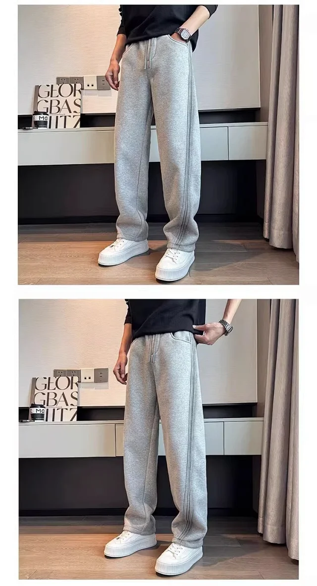 Spring Autumn Men's Casual Straight Pants Detail
