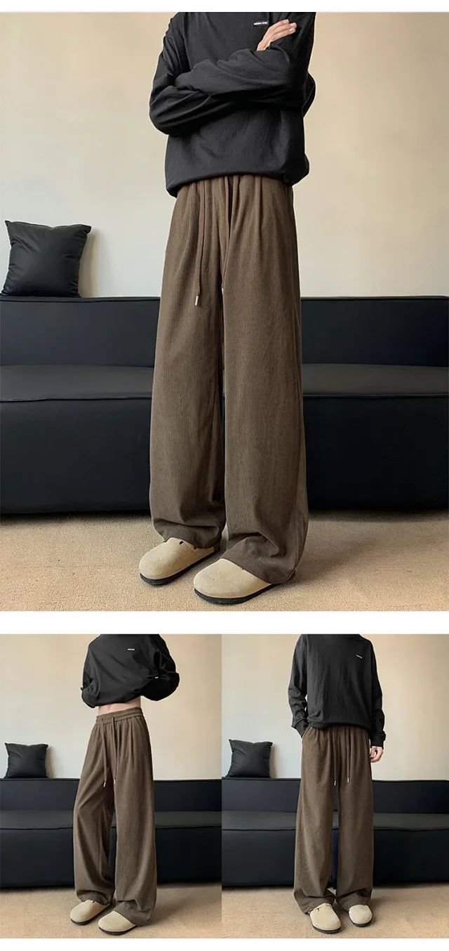 Khaki Wide-Leg Sport Pants Detail