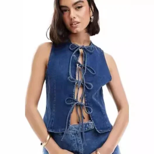Factory Direct: Amazon AliExpress European & American Women's Fashion Casual Strappy Denim Vest