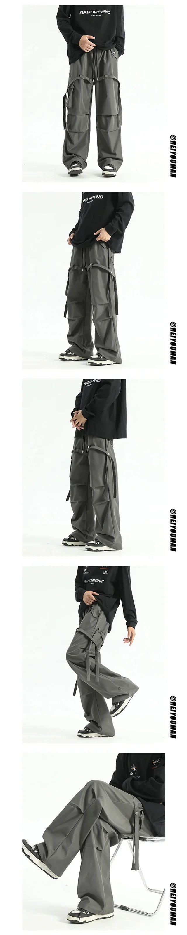 Men's Summer Oversize Straight Cargo Pants Detail