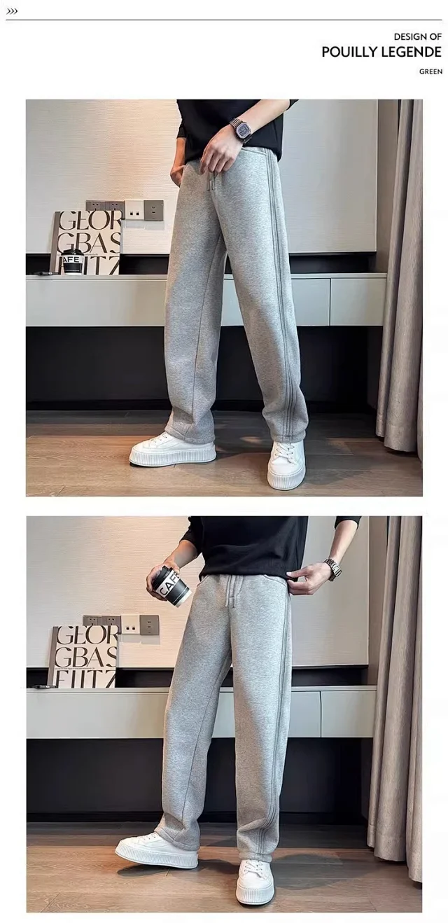 Spring Autumn Men's Casual Straight Pants Detail