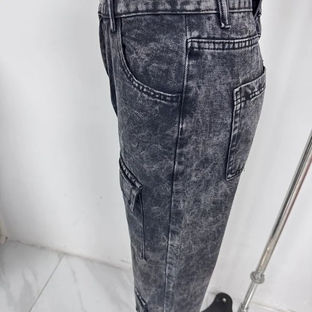 Retro Wide-Leg Denim Jeans Detail
