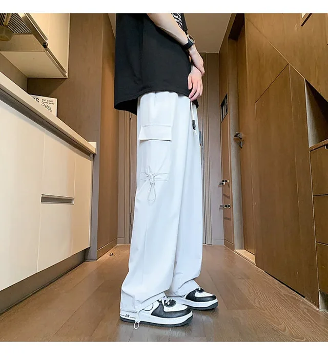 Maroon Quick - Dry Ice Silk Men's Summer Cargo Pants Detail