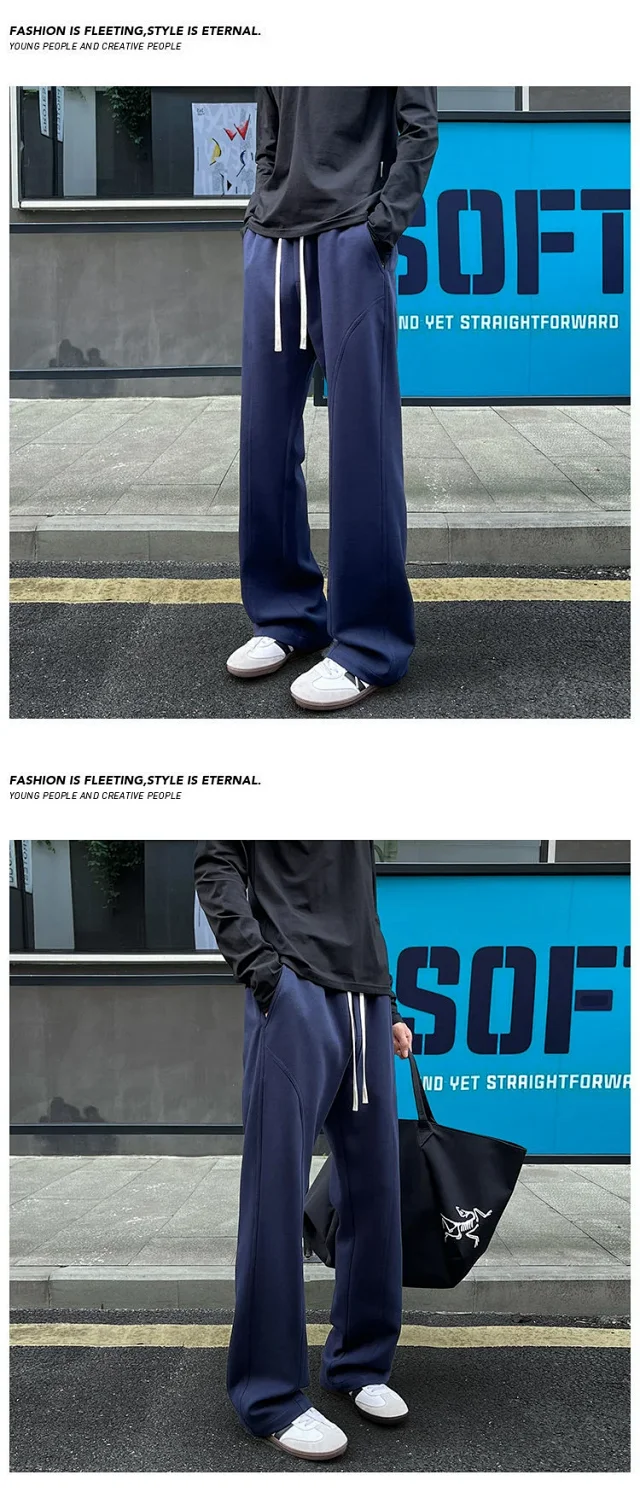 Men's Autumn Cotton-blend Straight & Flared Sweatpants Detail