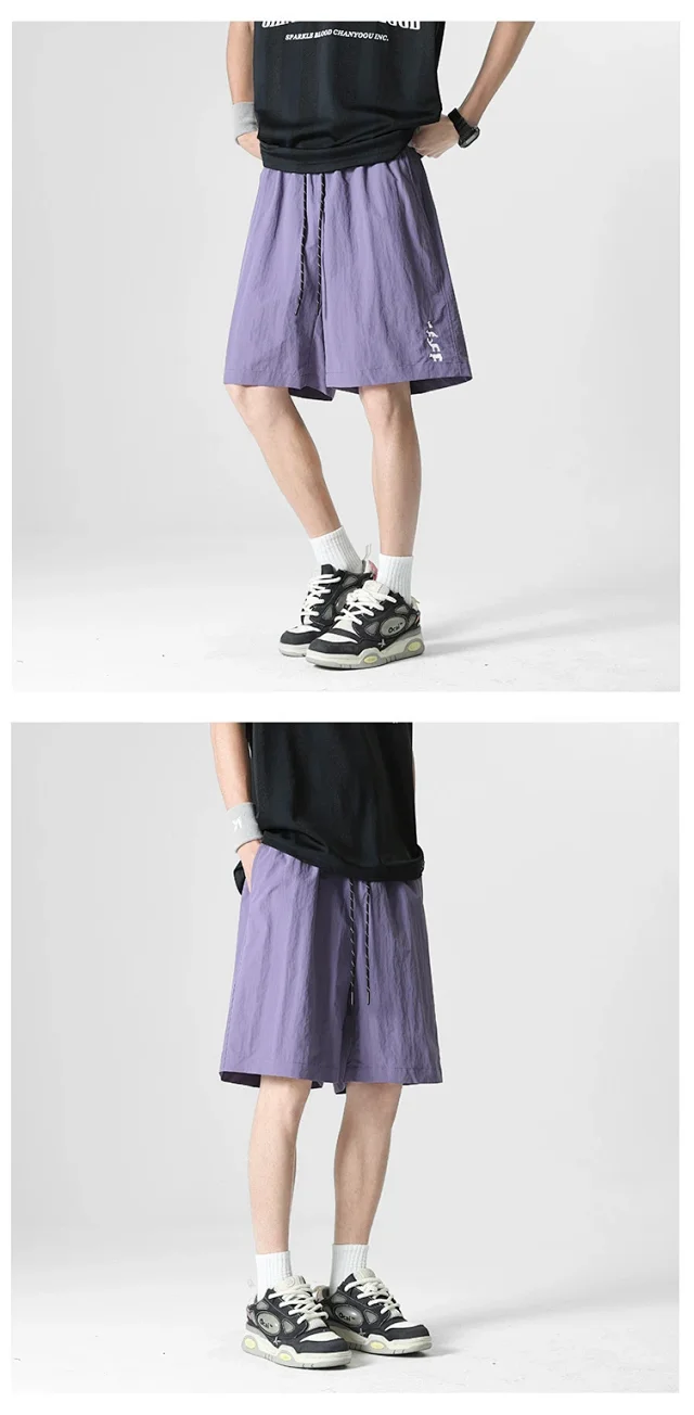 Unisex Embroidered Cargo Shorts Detail
