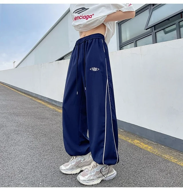 Men's Summer Laser-Punched Loose Ice Silk Trousers Detail