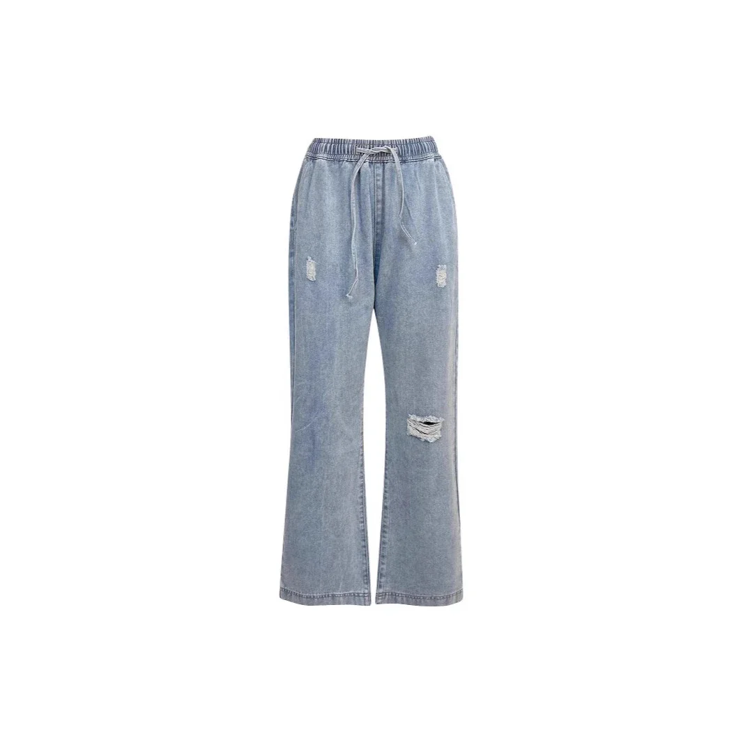 TEMU Women's Slim Fit Elastic Waist Jeans with Rips