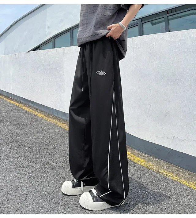 Men's Summer Laser-Punched Loose Ice Silk Trousers Detail