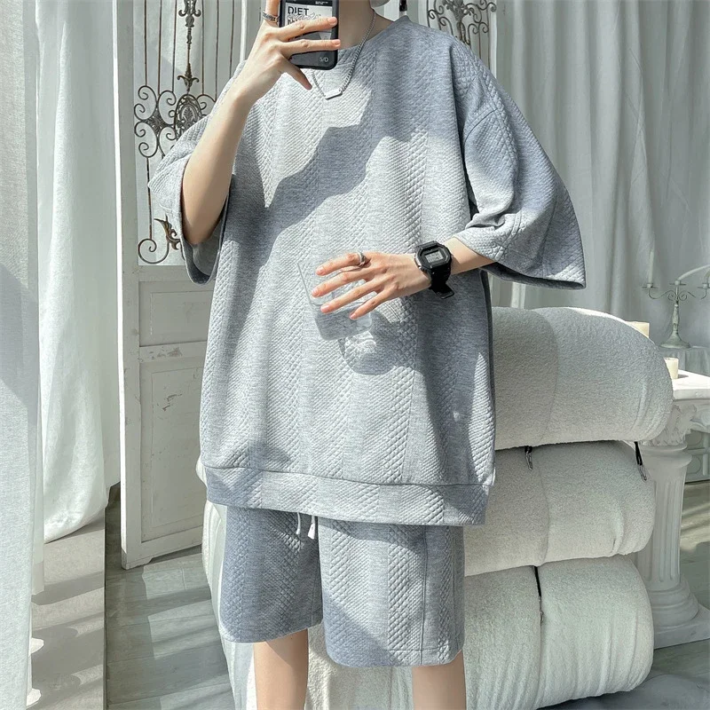 Summer Loose Jacquard Men's Sport Set