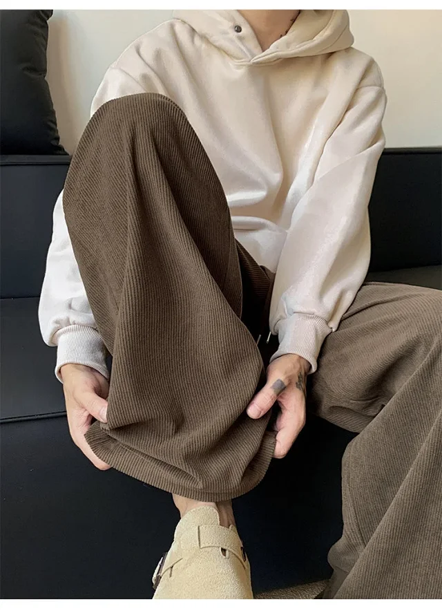 Khaki Wide-Leg Sport Pants Detail