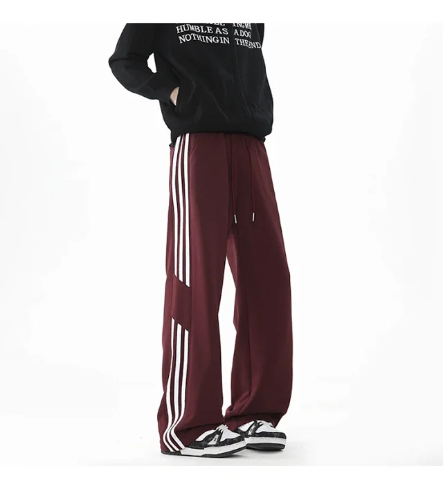 2025 Spring New US High Street Striped Patchwork Sweatpants for Men (Large Size, Wide-Leg, Loose & Casual Sportswear) Detail