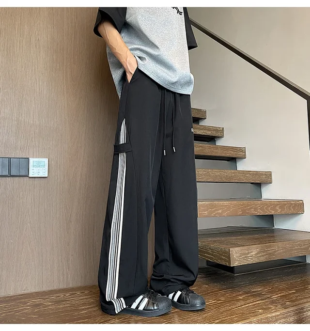 Men's 2025 Summer Ice Silk Wide - Leg Pants Detail