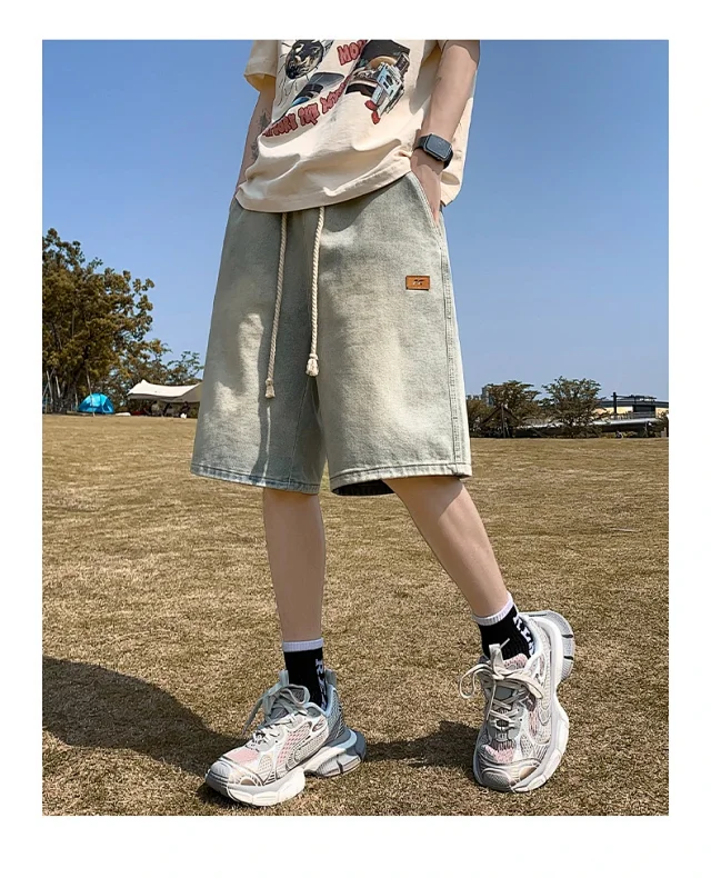Men's Summer Breathable Cotton Denim Shorts Detail