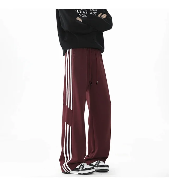 2025 Spring New US High Street Striped Patchwork Sweatpants for Men (Large Size, Wide-Leg, Loose & Casual Sportswear) Detail