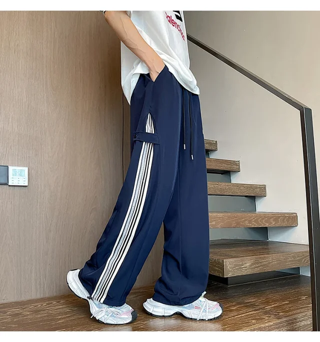 Men's 2025 Summer Ice Silk Wide - Leg Pants Detail