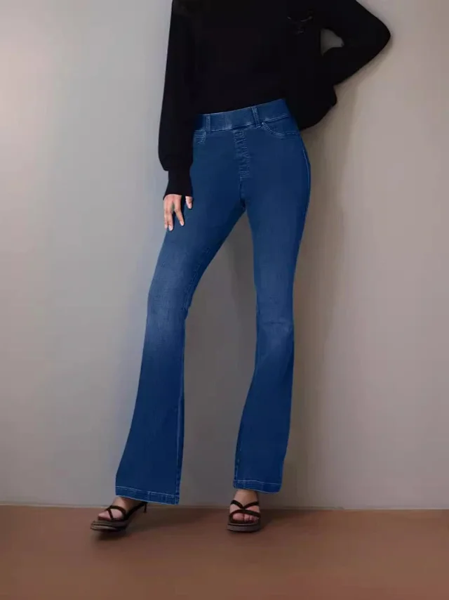 High-waisted Stretch Denim Pants for Women Detail