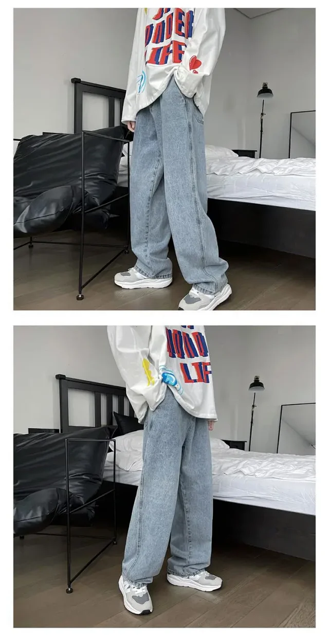 Retro Hong Kong Style Men's Loose Wide - leg Oversize Pants Detail