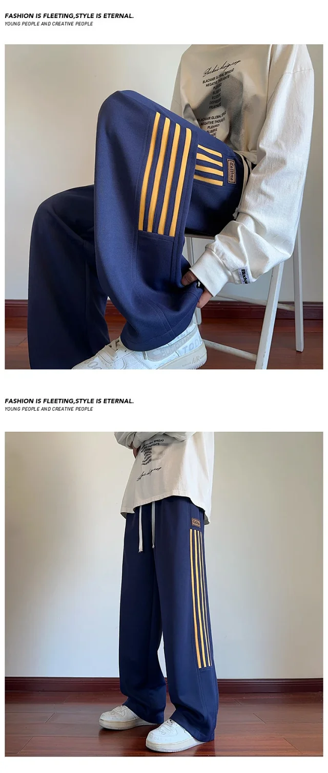 Men's Heavy - Stripe Straight - Leg Trousers Detail