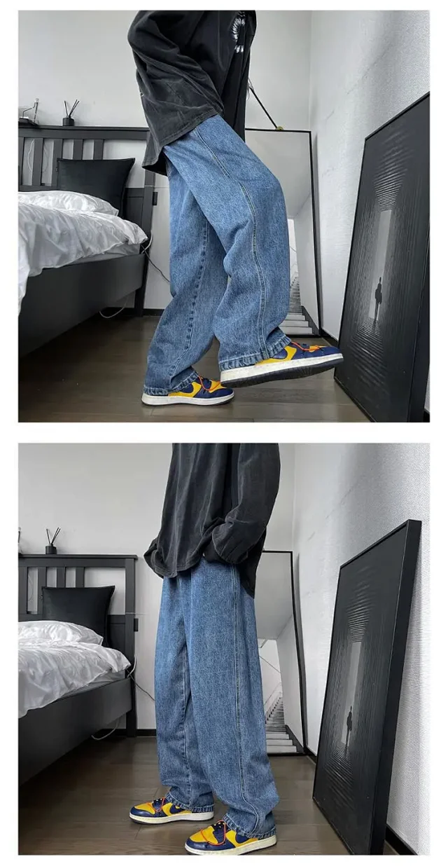 Retro Hong Kong Style Men's Loose Wide - leg Oversize Pants Detail