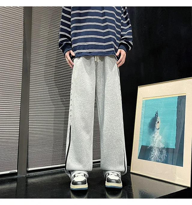 2025 Men's Sweatpants Oversize Loose Straight Trousers Detail
