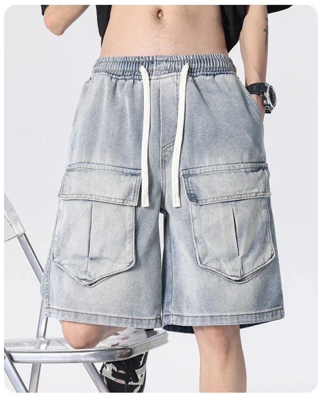 Men's Denim Shorts, Retro Workwear Style, Summer 2025 Detail
