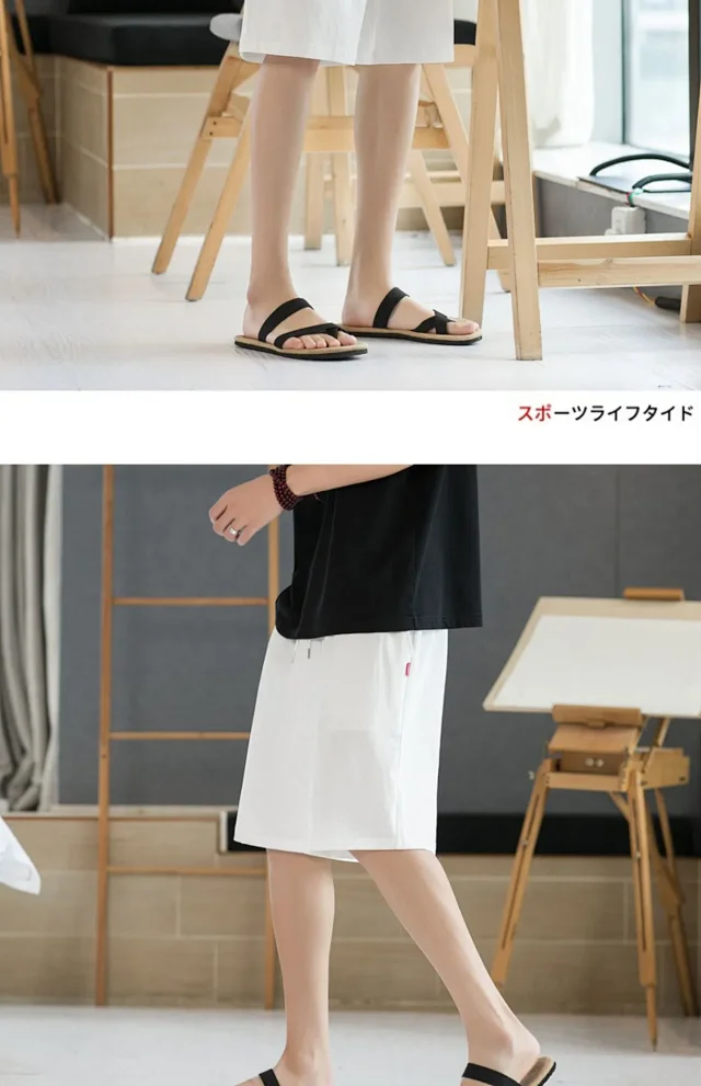 Men's Cotton Shorts Summer Loose Straight Detail