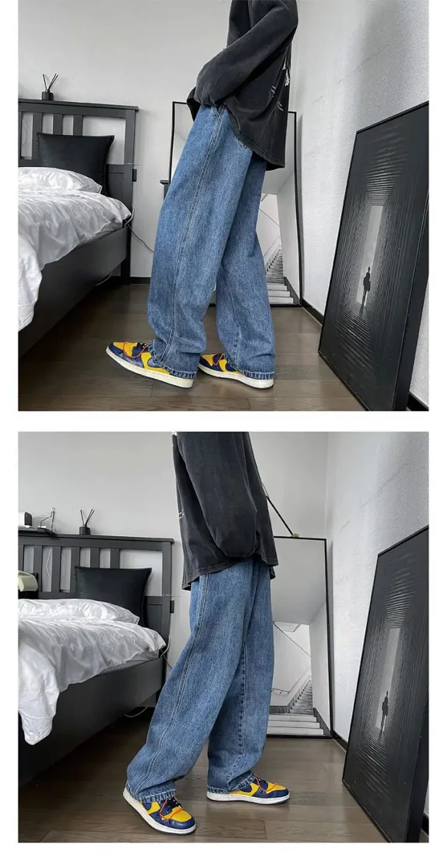 Retro Hong Kong Style Men's Loose Wide - leg Oversize Pants Detail