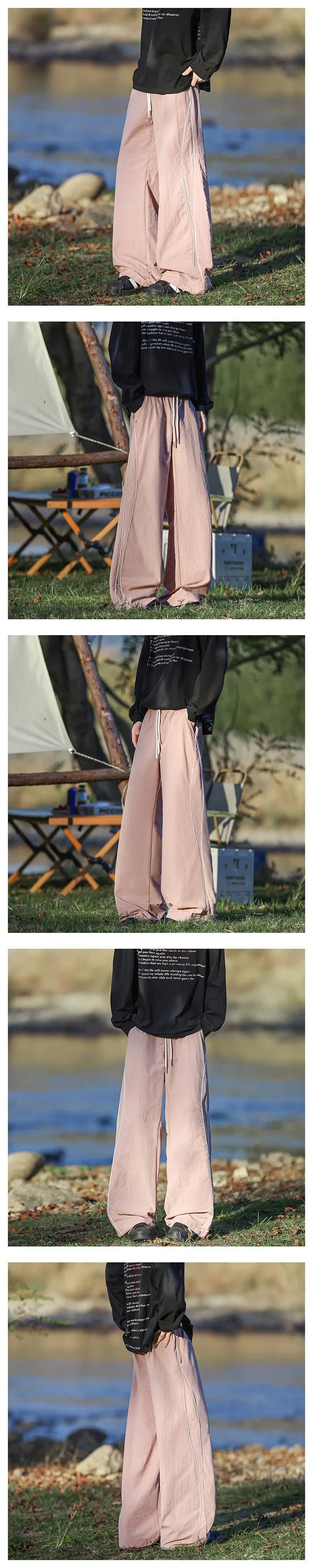 Men's Summer Casual Wide-Leg Parachute Pants Detail