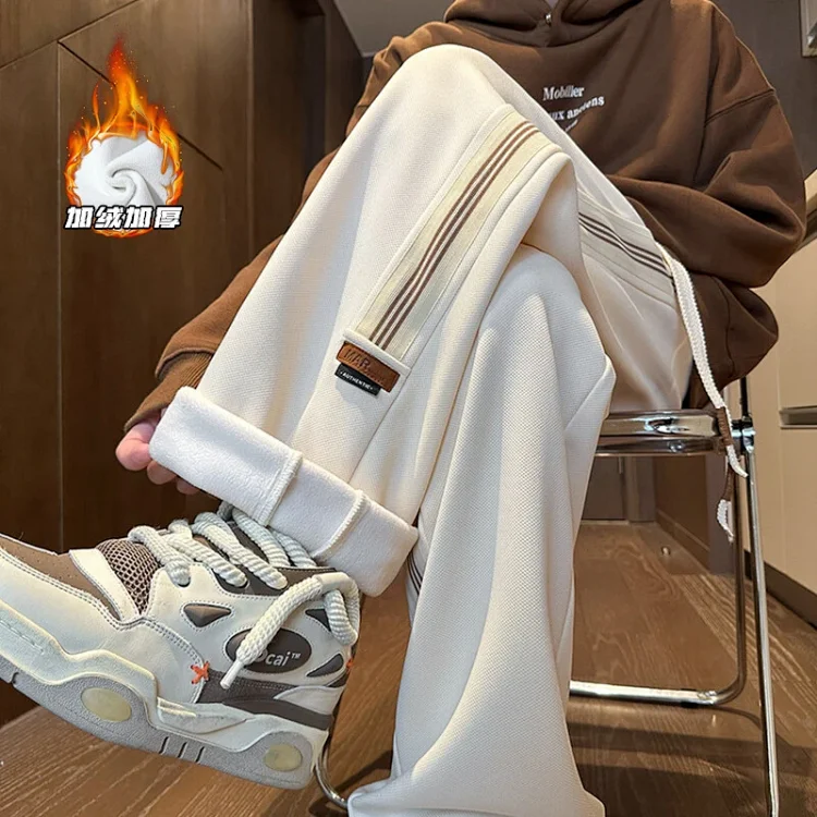 Men's 2025 Winter Fleece Wide Leg Straight Sweatpants