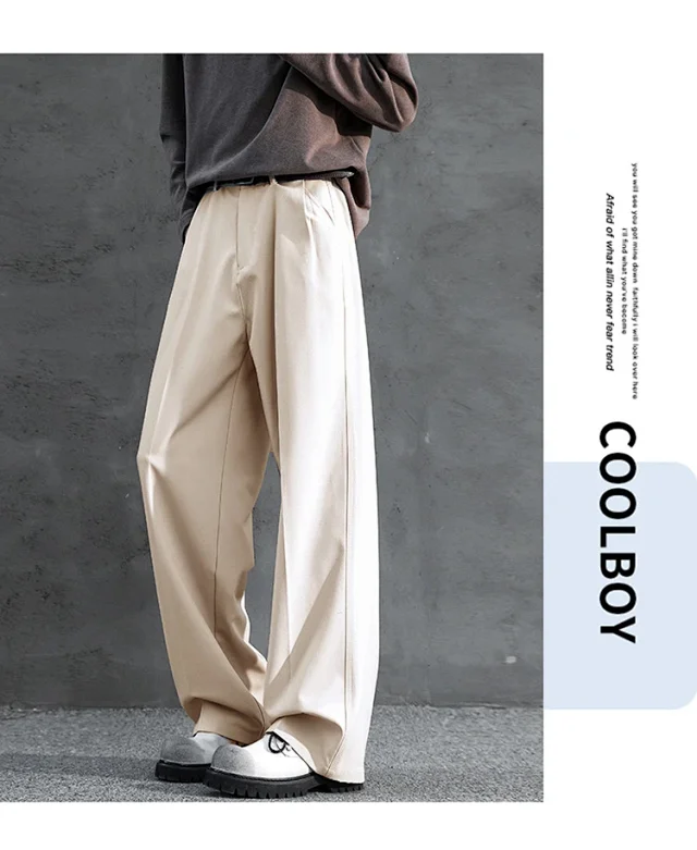 Dark Gray Straight 3 - Needle Trousers for Men Detail