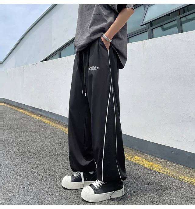 Men's Summer Laser-Punched Loose Ice Silk Trousers Detail