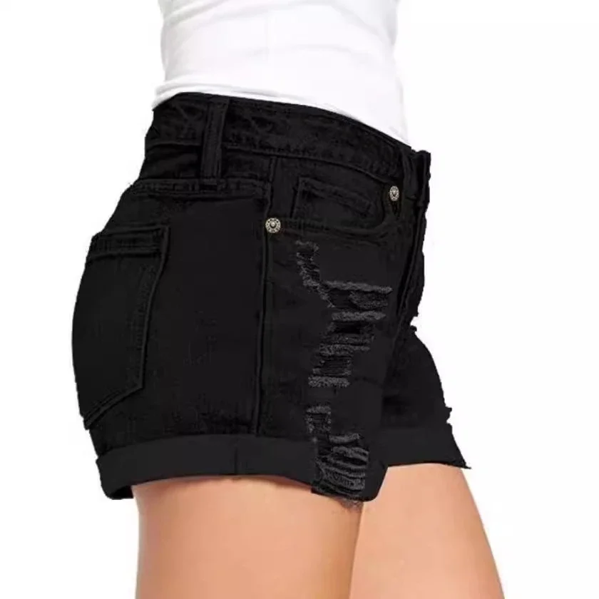 Women's Distressed Cuffed Denim Shorts