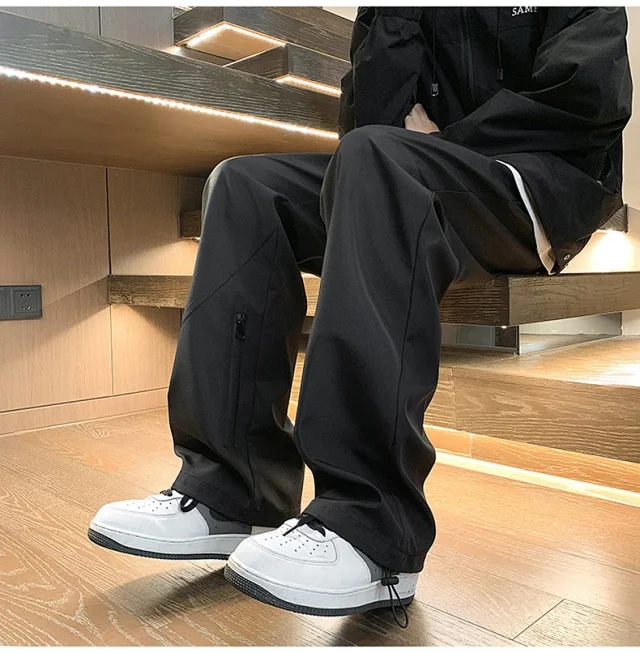 Men's Spring Hiphop Straight Cargo Pants Detail