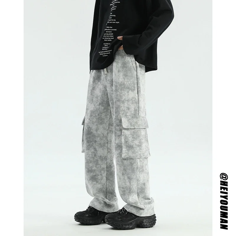 Men's Spring/Fall Tie-Dye Wide-Leg Parachute Pants