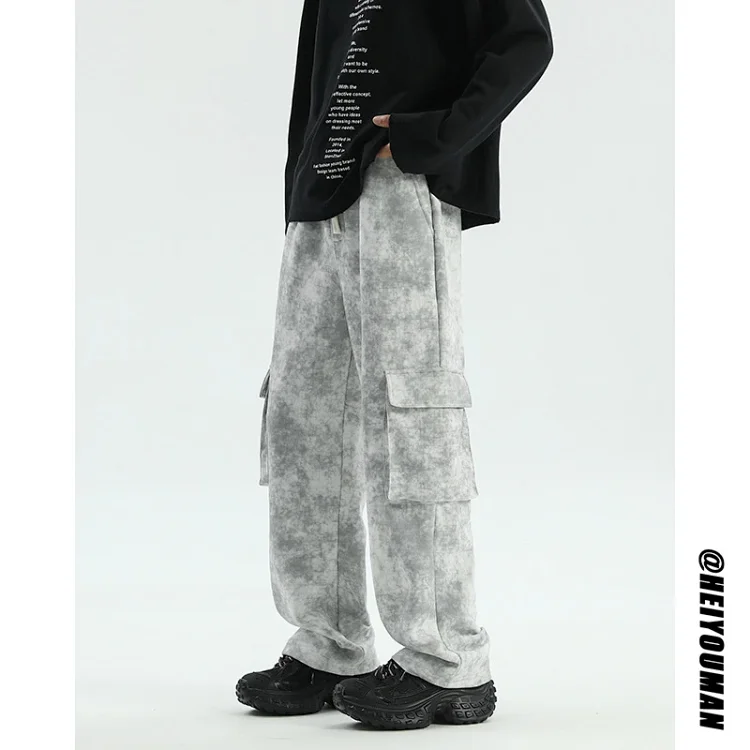 Men's Spring/Fall Tie-Dye Wide-Leg Parachute Pants