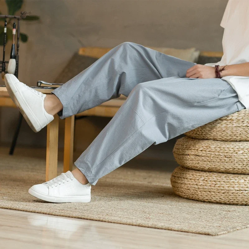 Men's Summer Thin Loose Wide-leg Cotton-Linen Pants