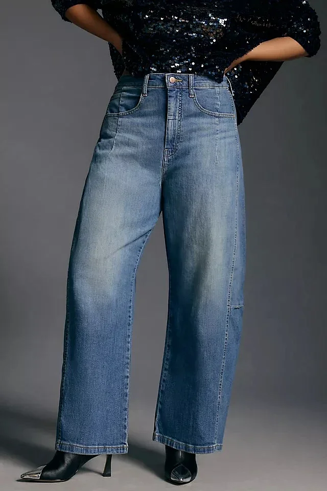 Women's Wide-Leg High-Waist Jeans Detail
