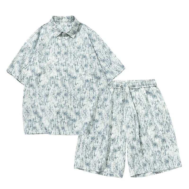 Tie-Dye Short-Sleeve Shirt Set for Men