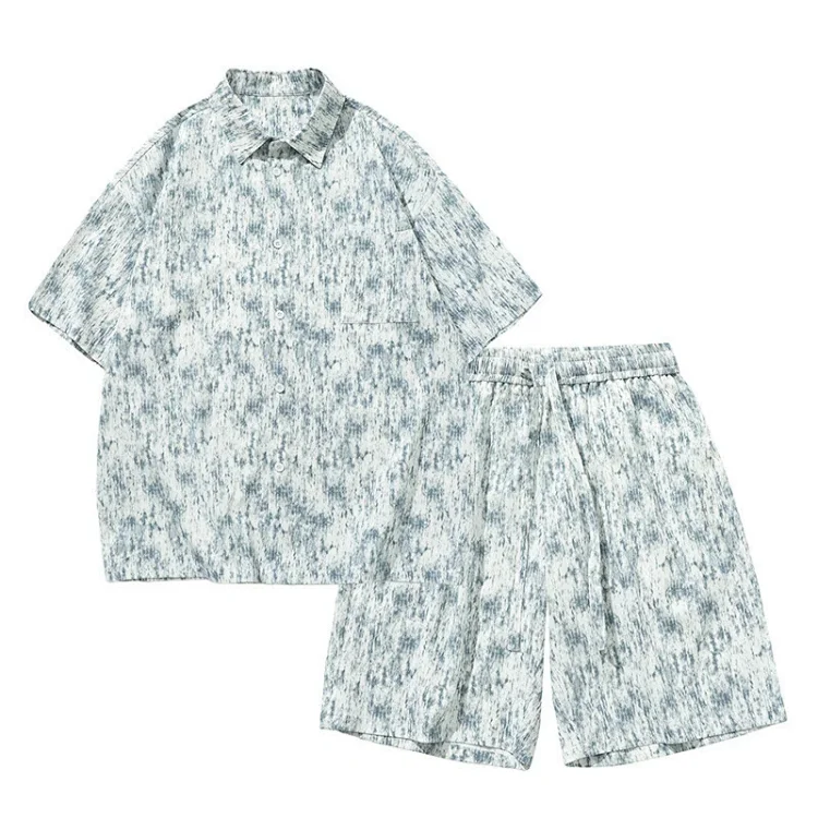 Tie-Dye Short-Sleeve Shirt Set for Men