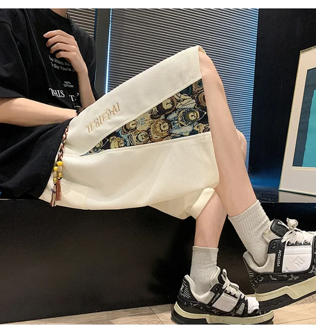 Men's 2025 Summer Embroidered Shorts with Cartoon Bear Detail